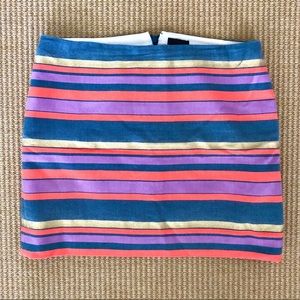 J. Crew Mini Skirt Metallic/Chambray/Neon Stripe